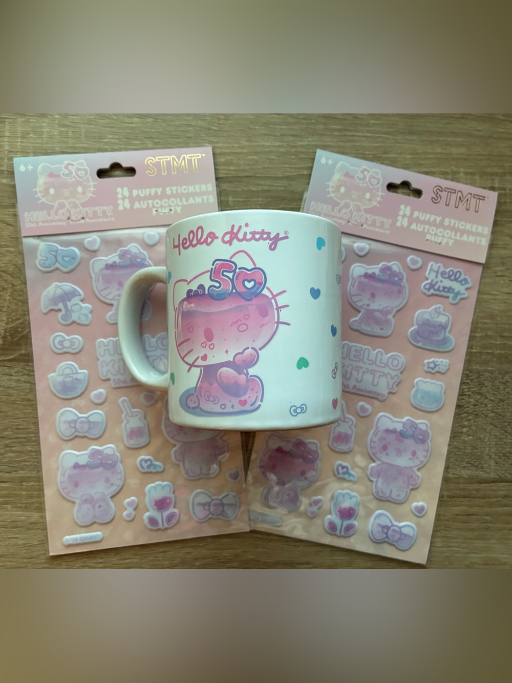 Hello Kitty 50th Anniversary Stickers and Mug Bundle - 49 Pieces! 🎀✨🎀✨🎀